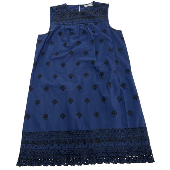 Vineyard Vines Dress Womens Small Blue Black Eyelet‎ Embroidered Shift Mini - Picture 1 of 8